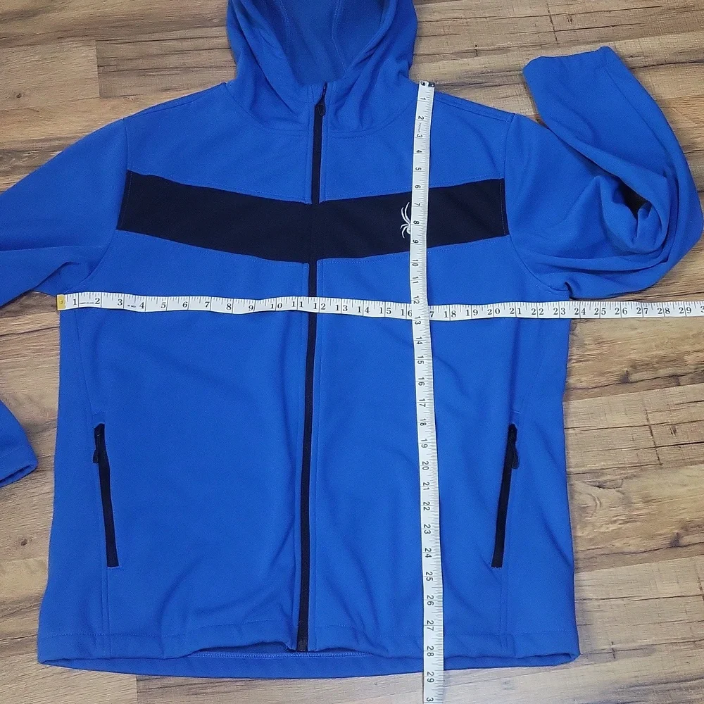 SPYDER Blue Black Full Zip Fleece Line Hooded Jacket